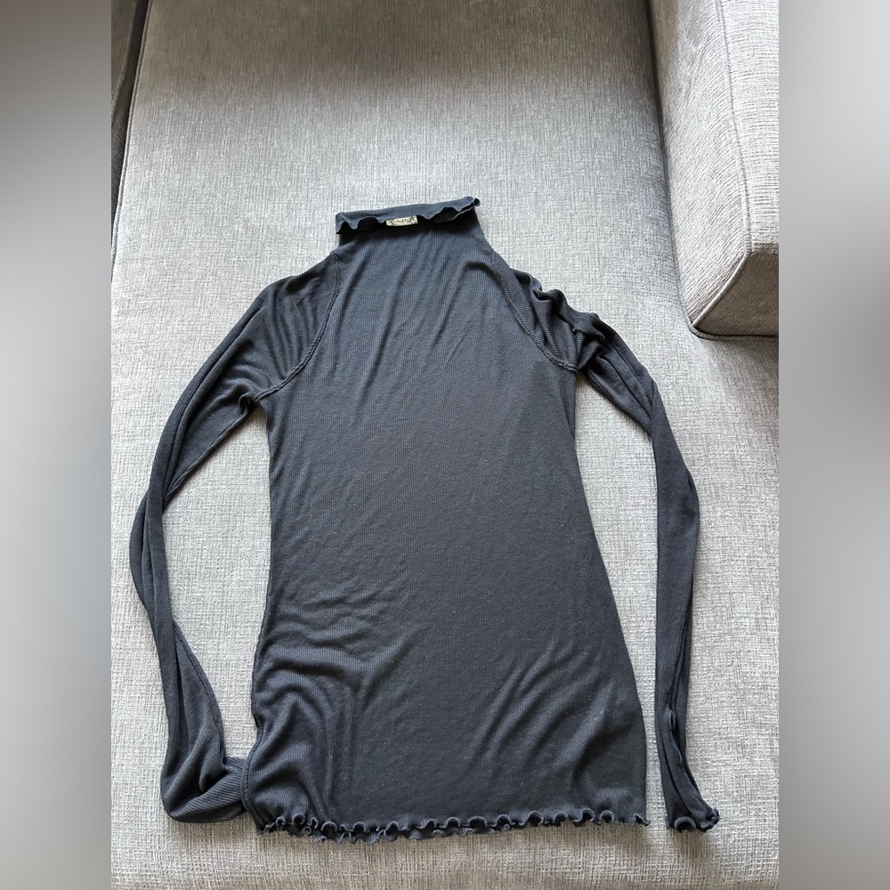 Free People Black Sheer Turtleneck Long-Sleeve Top - Picture 2 of 3